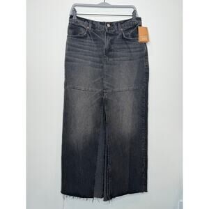 NWT Reformation Jeans Tazz Denim Maxi Skirt in Black/Gray, 90's Vibes, Size 28